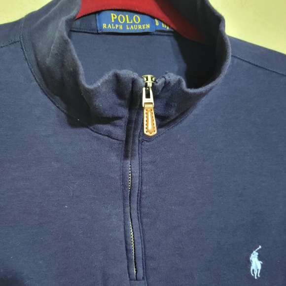 Polo by Ralph Lauren Mens Pullover Long Sleeve Half Zip Large Sweatshirt Navy - Picture 2 of 9